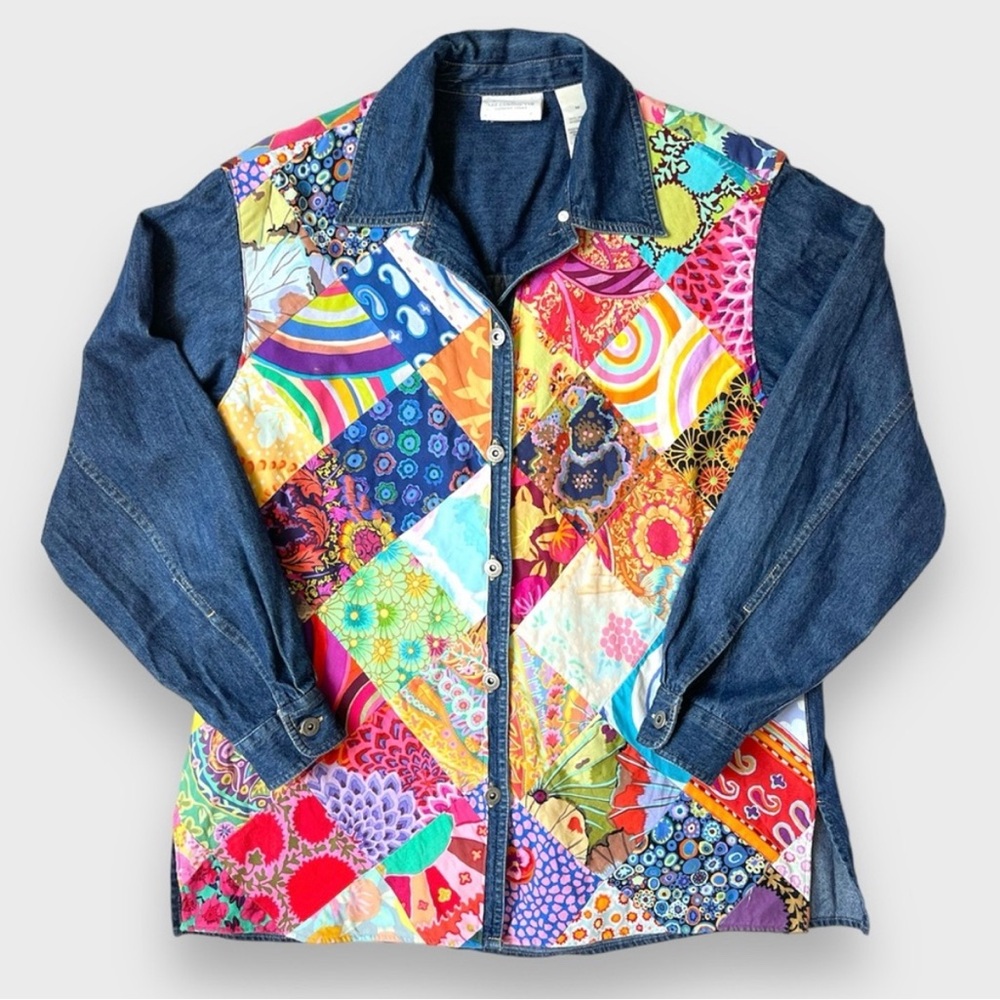 Western Boho Cottage Quilted Patchwork Denim Shac… - image 1